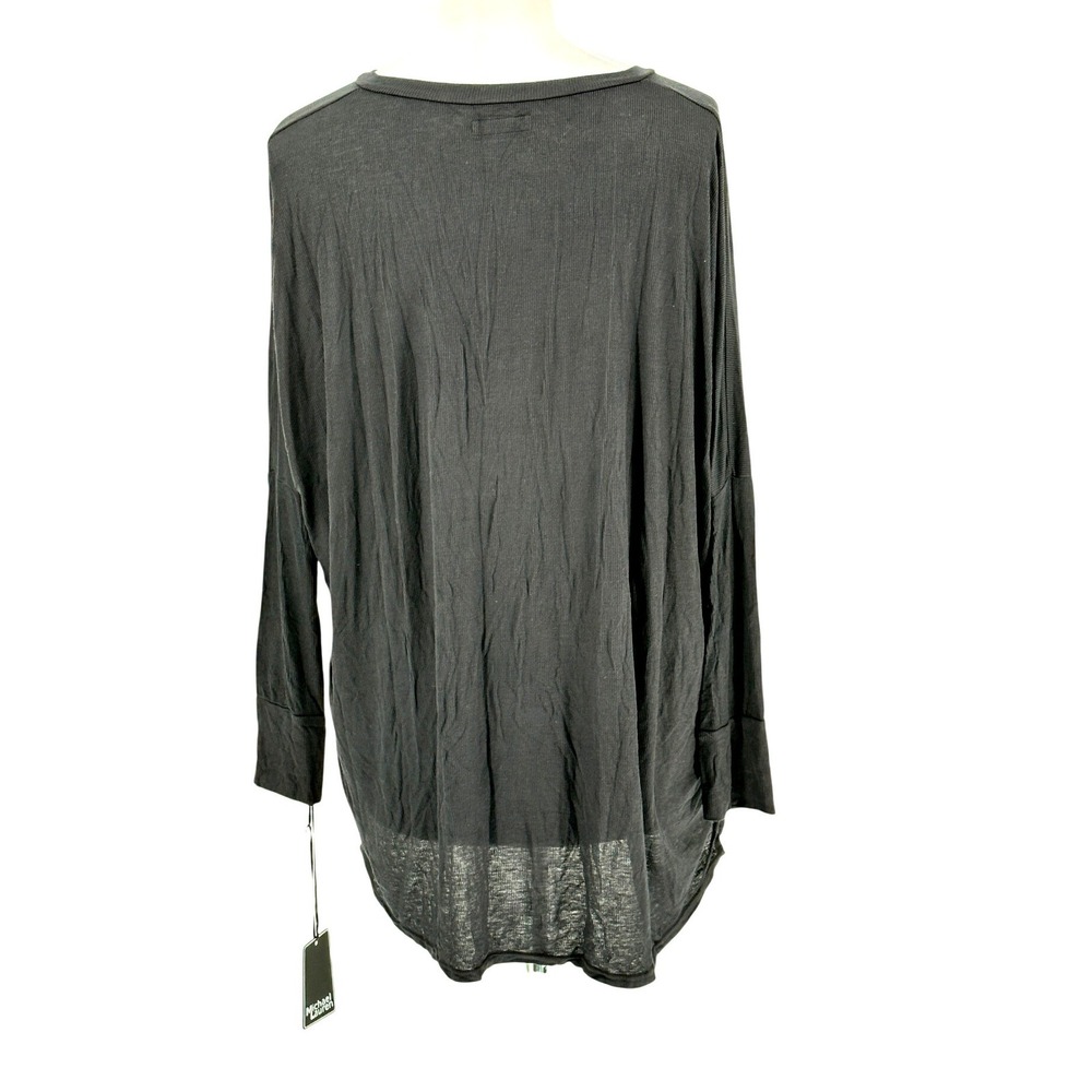 Michael Lauren Alfonso Top Women L Black NEW Oversized V-Neck Dolman ML-6457-RIB - Picture 3 of 11